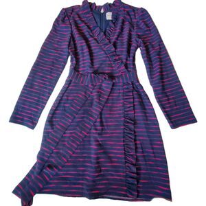 Nordstrom Charles Henry Wrap Dress-M-Navy/Pink-Date nite, Office